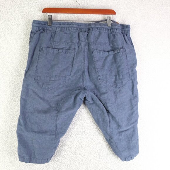 Projek Raw Shorts Mens Extra Large Blue Linen Blend Bermuda Long Drawstring - Picture 3 of 9